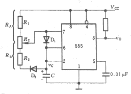 555定时器接成的多谐振荡器