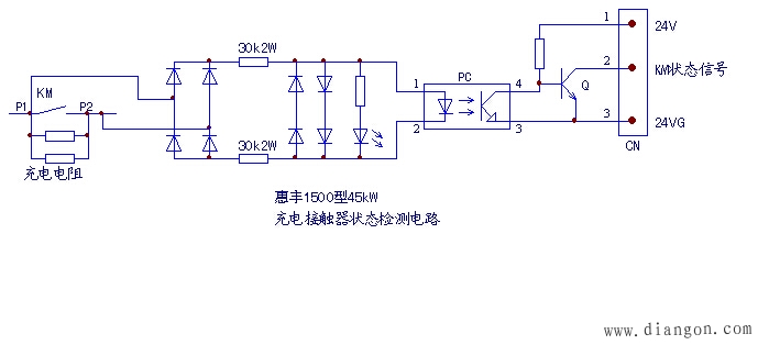 惠丰1500型45kW变频器上电报OE3故障