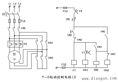 电动机星三角形起动控制电路原理图解