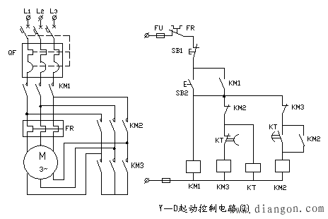 电动机星三角形起动控制电路原理图解