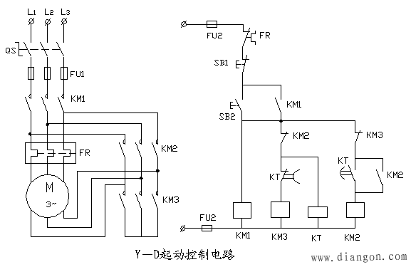 电动机星三角形起动控制电路原理图解