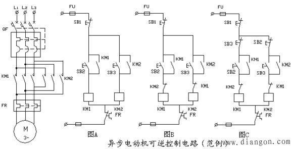 异步电动机可逆控制电路原理图解