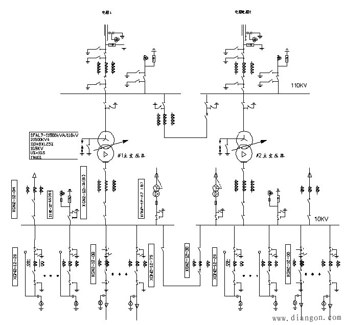 35~110kV变电所电气主接线典型方案