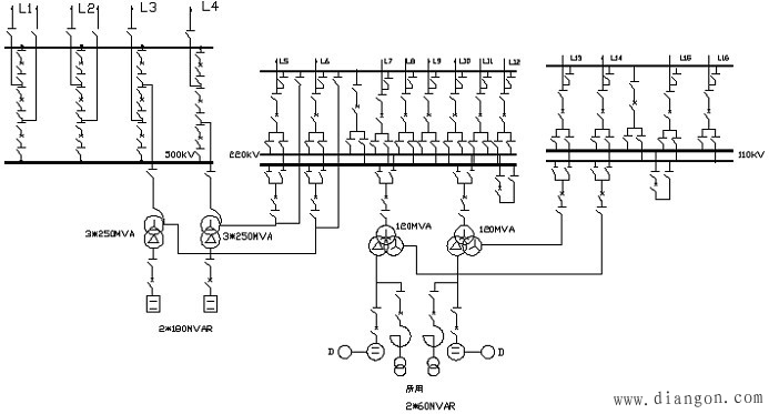 枢纽变电所接线示例