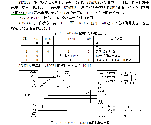 AD574A芯片与单片机的接口