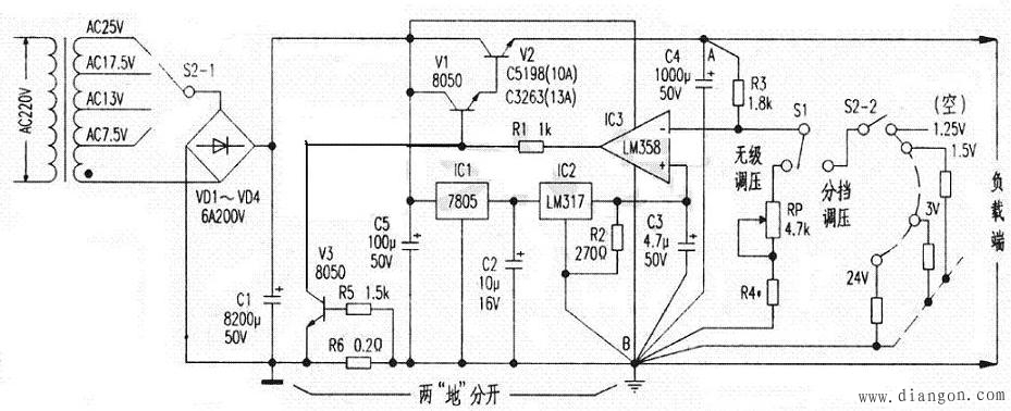 DIY大电流可调稳压电源电路