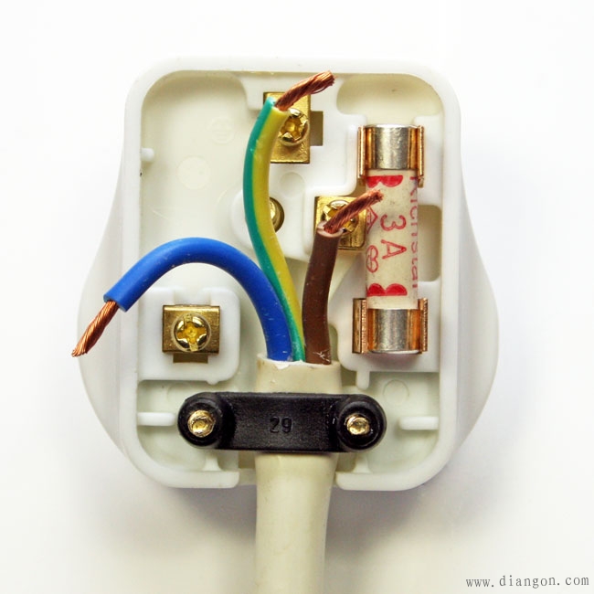 带保险丝（Fuse）的电源插头安装接线图解