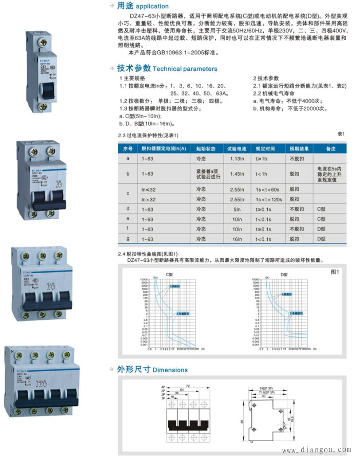 小型断路器型号规格标示的意义