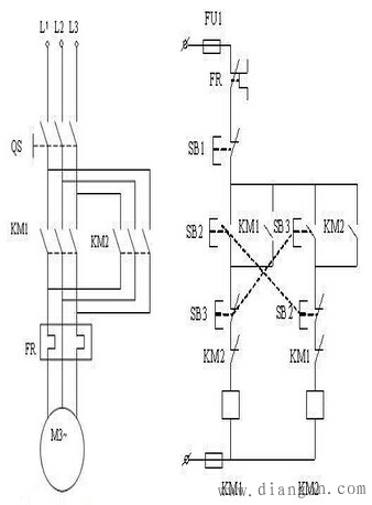 三相异步电动机正反转控制电路图原理讲解