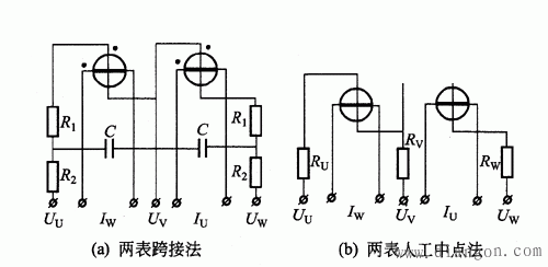 三相有功功率和无功功率的测量接线图和相量图