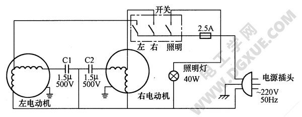 普通双风道抽油烟机电路工作原理