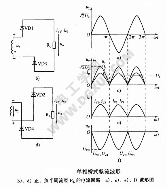 二极管单相整流电路：桥式整流工作原理及桥式整流组件(硅堆)