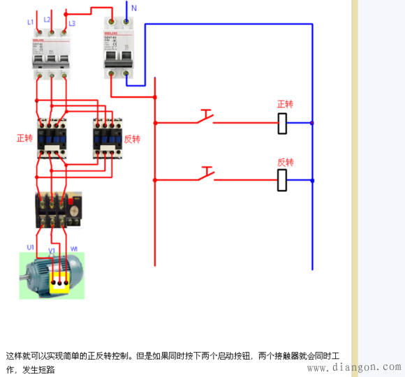 电动机正反转控制电路_三相电机正反转电路图_正反转接线图正反转电路图及原理