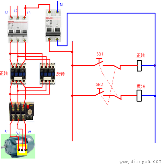 电动机正反转控制电路_三相电机正反转电路图_正反转接线图正反转电路图及原理