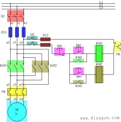 电动机正反转控制线路原理图解