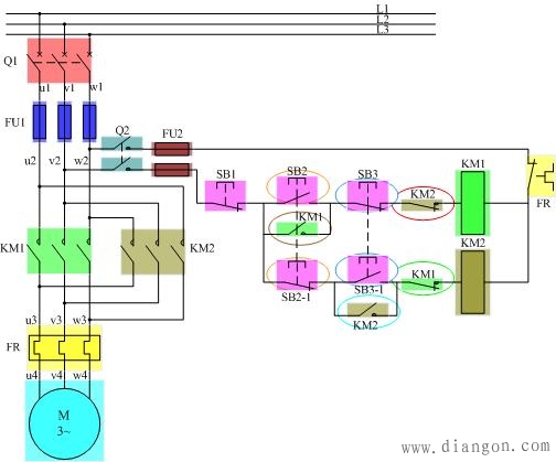 电动机正反转控制线路原理图解