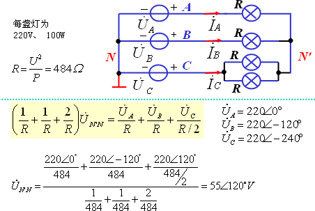 负载不对称Y－Y接三相电路