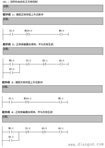 送料机的交流电动机正反转控制编程实例