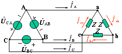 电源为Δ接时对称三相电路的计算（Δ–Y，Δ–Δ）