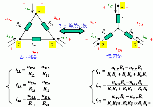 电阻星形联结与三角形联结的等效变换(Y－Δ变换)