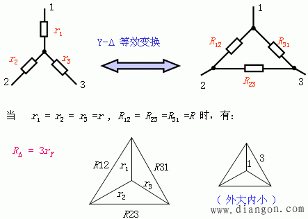 电阻星形联结与三角形联结的等效变换(Y－Δ变换)