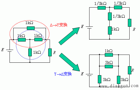 电阻星形联结与三角形联结的等效变换(Y－Δ变换)