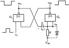 门电路组成的微分型单稳态触发器