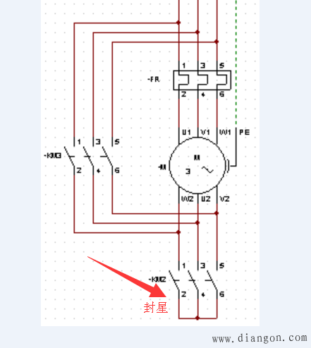 星三角降压启动的主回路图解