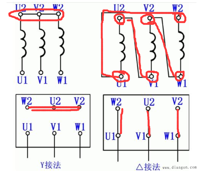 星三角降压启动的主回路图解