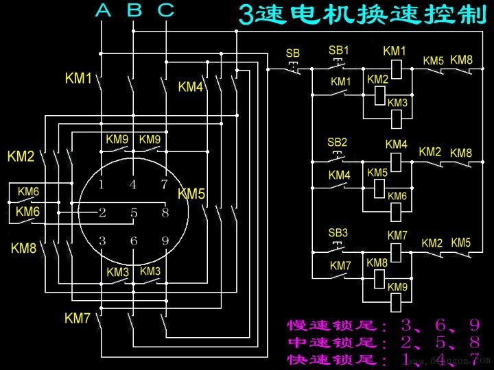 单相三速电机接线图_三相三速电机接线图