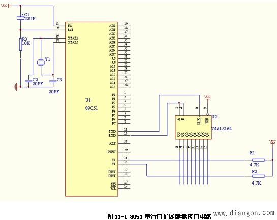 8051单片机串行口扩展矩阵键盘接口与应用