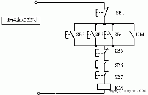 电动机多点控制电路