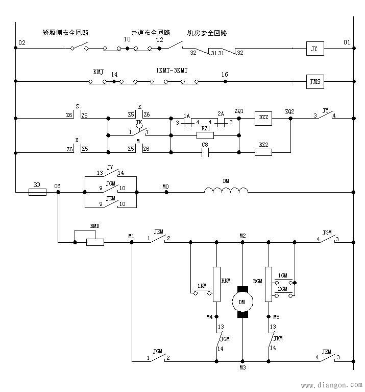 双速电梯电气原理图及PLC安装接线图绘制