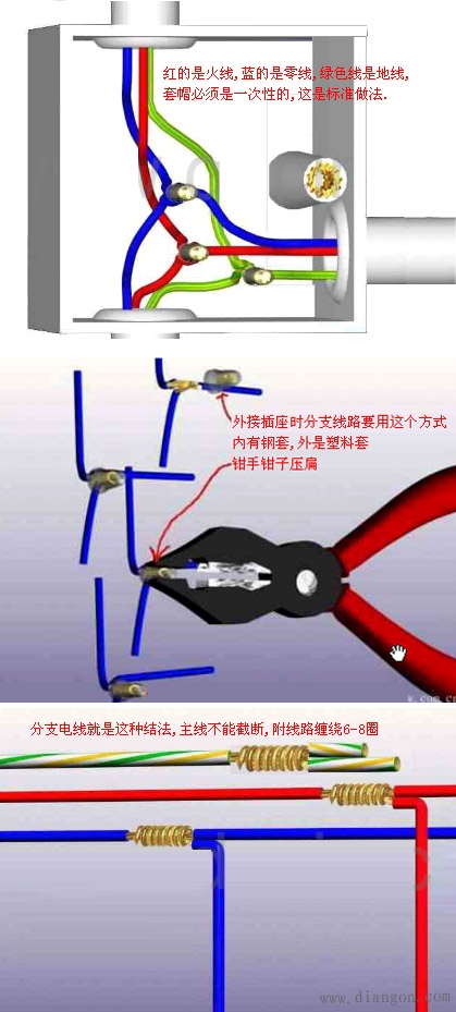 电工电线接线实物图