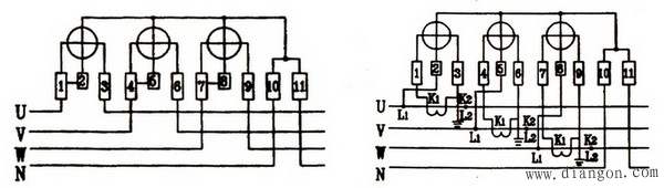 单相电表和三相四线电表接线图