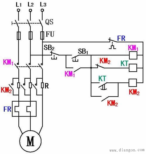 电动机定子串电阻降压启动原理及接线图