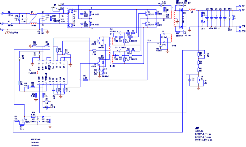 TL949变频器100W开关电源的电路图
