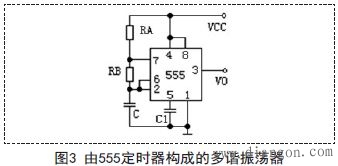 555定时器组成的多谐振荡器