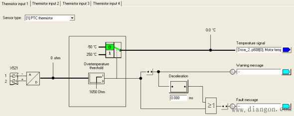 西门子S120变频器驱动系统中如何配置电机温度信号？