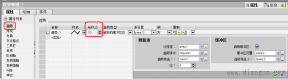 使用TP900趋势视图显示PLC中连续数据区数据