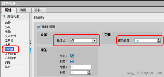 使用TP900趋势视图显示PLC中连续数据区数据