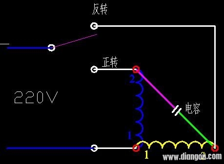 单相电机正反转的接线图