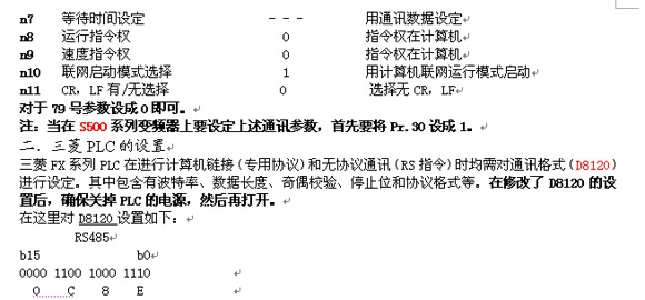 三菱PLC与三菱变频器通讯应用实例（RS485）