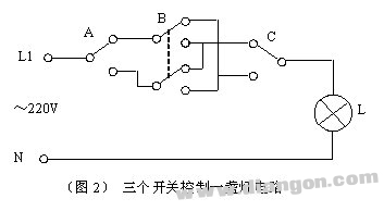 2个开关、3个开关和4个开关控制一盏灯